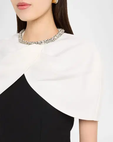 Roland Mouret Crystal Colorblock Capelet Midi Dress | Thumbnail 4 Roland Mouret Crystal Colorblock Capelet Midi Dress | Thumbnail 4
