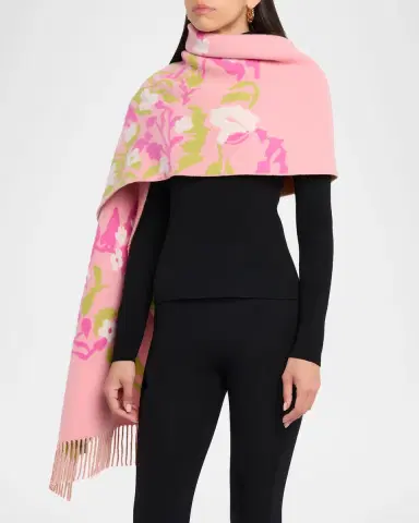 Burberry Wide Floral EKD Cashmere Scarf | Thumbnail 2 Burberry Wide Floral EKD Cashmere Scarf | Thumbnail 2