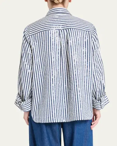 TWP Next Morning Sequined Stripe Button-Front Shirt | Thumbnail 3 TWP Next Morning Sequined Stripe Button-Front Shirt | Thumbnail 3