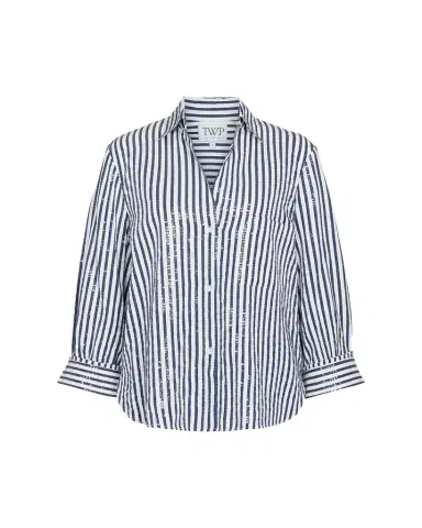 TWP Next Morning Sequined Stripe Button-Front Shirt | Thumbnail 1 TWP Next Morning Sequined Stripe Button-Front Shirt | Thumbnail 1