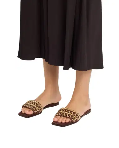 SIMKHAI Faye Beaded Suede Flat Sandals | Thumbnail 1 SIMKHAI Faye Beaded Suede Flat Sandals | Thumbnail 1