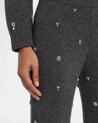 SIMKHAI Kandace Embellished Wool-Cashmere Pants | Thumbnail 4 SIMKHAI Kandace Embellished Wool-Cashmere Pants | Thumbnail 4