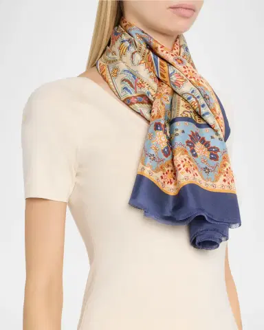 Etro Paisley Silk Scarf | Thumbnail 2 Etro Paisley Silk Scarf | Thumbnail 2