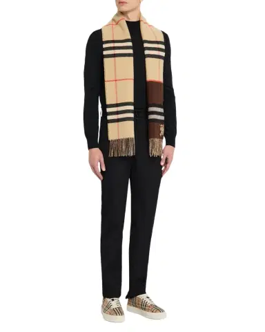 Burberry Men's Contrast Check Double-Faced Cashmere Scarf | Thumbnail 1 Burberry Men's Contrast Check Double-Faced Cashmere Scarf | Thumbnail 1