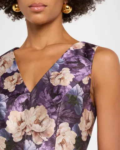 SACHIN BABI Adellyn Floral-Print Mikado Column Gown | Thumbnail 4 SACHIN BABI Adellyn Floral-Print Mikado Column Gown | Thumbnail 4