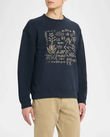 Scotch & Soda Men's Cross Stitch Artwork Relaxed-Fit Sweatshirt | Thumbnail 3 Scotch & Soda Men's Cross Stitch Artwork Relaxed-Fit Sweatshirt | Thumbnail 3