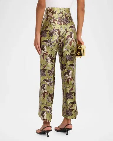 ALÉMAIS Citron Floral Satin Cropped Pants | Thumbnail 2 ALÉMAIS Citron Floral Satin Cropped Pants | Thumbnail 2