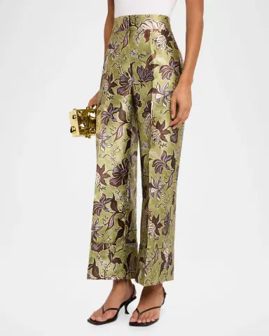 ALÉMAIS Citron Floral Satin Cropped Pants | Thumbnail 3 ALÉMAIS Citron Floral Satin Cropped Pants | Thumbnail 3