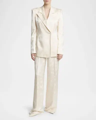 Gabriela Hearst Aleah Floral Silk Jacquard Double-Breasted Blazer Jacket | Thumbnail 2 Gabriela Hearst Aleah Floral Silk Jacquard Double-Breasted Blazer Jacket | Thumbnail 2