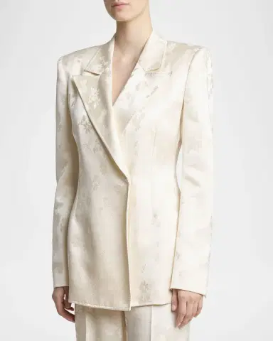 Gabriela Hearst Aleah Floral Silk Jacquard Double-Breasted Blazer Jacket | Thumbnail 4 Gabriela Hearst Aleah Floral Silk Jacquard Double-Breasted Blazer Jacket | Thumbnail 4
