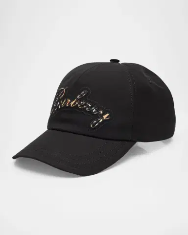 Burberry Men's Check Cursive Logo Gabardine Baseball Cap | Thumbnail 3 Burberry Men's Check Cursive Logo Gabardine Baseball Cap | Thumbnail 3