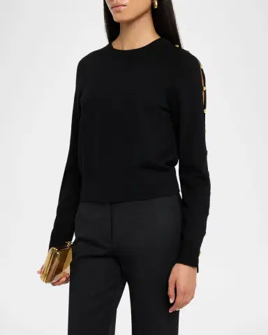 SIMKHAI Declan Buttoned Merino Wool Sweater | Thumbnail 3 SIMKHAI Declan Buttoned Merino Wool Sweater | Thumbnail 3