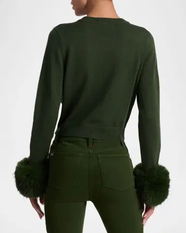 ALICE + OLIVIA Dollie Faux Fur Cuff Cardigan | Thumbnail 2 ALICE + OLIVIA Dollie Faux Fur Cuff Cardigan | Thumbnail 2