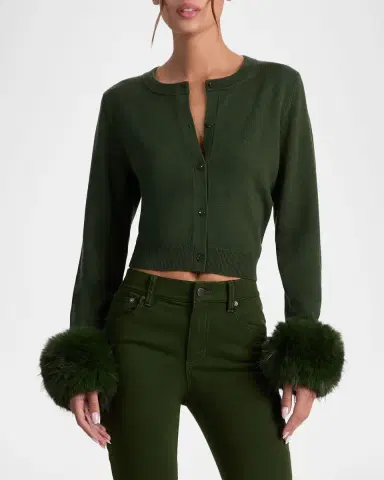 ALICE + OLIVIA Dollie Faux Fur Cuff Cardigan | Thumbnail 3 ALICE + OLIVIA Dollie Faux Fur Cuff Cardigan | Thumbnail 3