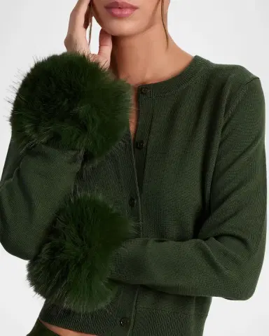 ALICE + OLIVIA Dollie Faux Fur Cuff Cardigan | Thumbnail 4 ALICE + OLIVIA Dollie Faux Fur Cuff Cardigan | Thumbnail 4