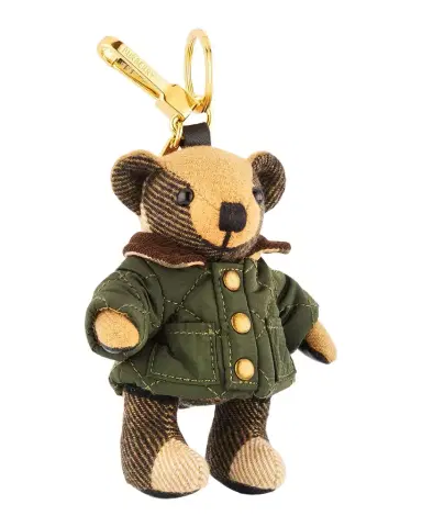 Burberry Thomas Check Cashmere Teddy Bear in Quilted Jacket Bag Charm | Thumbnail 1 Burberry Thomas Check Cashmere Teddy Bear in Quilted Jacket Bag Charm | Thumbnail 1
