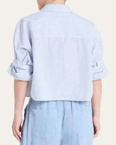TWP Next Ex Cropped Shirt in Micro Hairline Stripe | Thumbnail 9 TWP Next Ex Cropped Shirt in Micro Hairline Stripe | Thumbnail 9