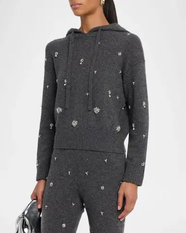 SIMKHAI Karmen Wool-Cashmere Embellished Hoodie | Thumbnail 3 SIMKHAI Karmen Wool-Cashmere Embellished Hoodie | Thumbnail 3