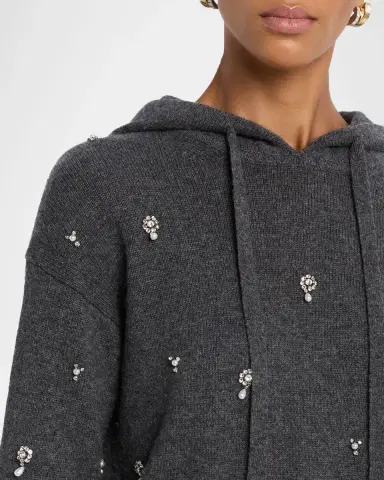 SIMKHAI Karmen Wool-Cashmere Embellished Hoodie | Thumbnail 4 SIMKHAI Karmen Wool-Cashmere Embellished Hoodie | Thumbnail 4