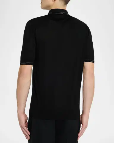 Dolce & Gabbana Men's Silk Knit Polo Shirt | Thumbnail 2 Dolce & Gabbana Men's Silk Knit Polo Shirt | Thumbnail 2