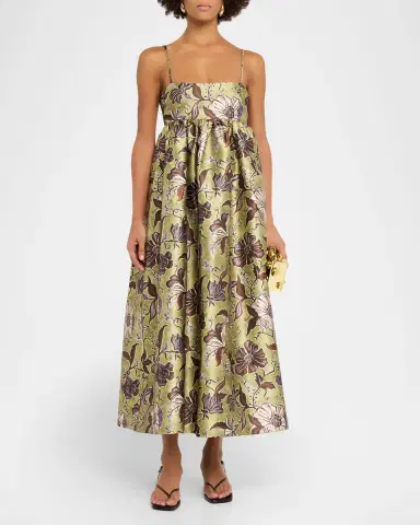 ALÉMAIS Citron Floral Satin Midi Dress | Thumbnail 2 ALÉMAIS Citron Floral Satin Midi Dress | Thumbnail 2