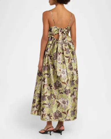 ALÉMAIS Citron Floral Satin Midi Dress | Thumbnail 3 ALÉMAIS Citron Floral Satin Midi Dress | Thumbnail 3