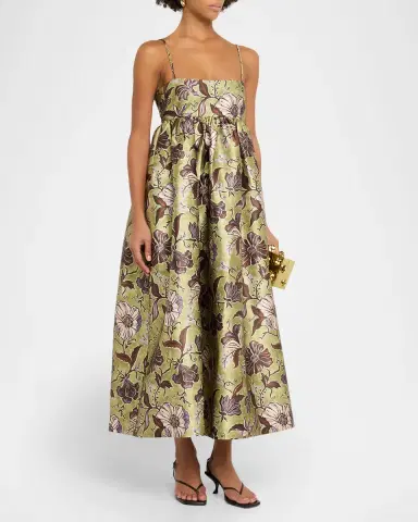 ALÉMAIS Citron Floral Satin Midi Dress | Thumbnail 4 ALÉMAIS Citron Floral Satin Midi Dress | Thumbnail 4