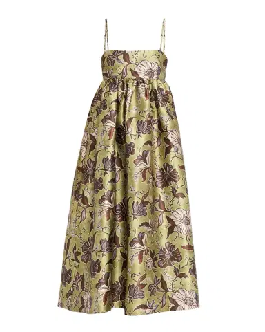 ALÉMAIS Citron Floral Satin Midi Dress | Thumbnail 1 ALÉMAIS Citron Floral Satin Midi Dress | Thumbnail 1