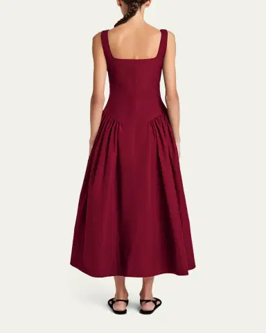 Proenza Schouler White Label Kendal Drop-Waist Technical Cotton Midi Dress | Thumbnail 3 Proenza Schouler White Label Kendal Drop-Waist Technical Cotton Midi Dress | Thumbnail 3