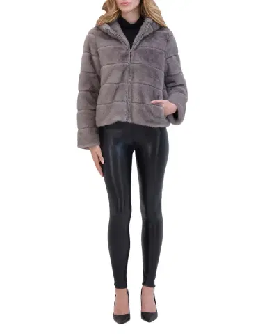Lyla Grant Fur-Free Hooded Faux Mink Zip Jacket | Thumbnail 1 Lyla Grant Fur-Free Hooded Faux Mink Zip Jacket | Thumbnail 1