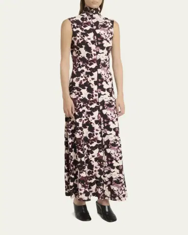Proenza Schouler White Label Valentina Floral Jersey Turtleneck Midi Dress | Thumbnail 4 Proenza Schouler White Label Valentina Floral Jersey Turtleneck Midi Dress | Thumbnail 4