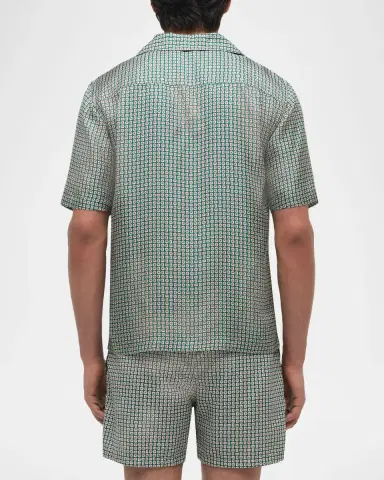 Simkhai Men's Clarke Printed Silk Camp Shirt | Thumbnail 2 Simkhai Men's Clarke Printed Silk Camp Shirt | Thumbnail 2