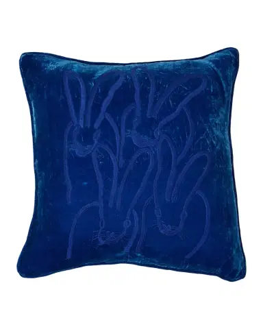 Hunt Slonem Hand-Embroidered Velvet Bunny Pillow, 22" Square | Thumbnail 1 Hunt Slonem Hand-Embroidered Velvet Bunny Pillow, 22" Square | Thumbnail 1