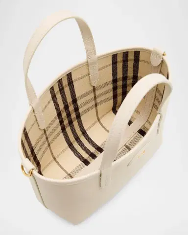 Burberry Mini Reversible Check & Leather Tote Bag | Thumbnail 3 Burberry Mini Reversible Check & Leather Tote Bag | Thumbnail 3