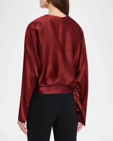 STAUD Phoebe Draped Silk Blouse | Thumbnail 2 STAUD Phoebe Draped Silk Blouse | Thumbnail 2
