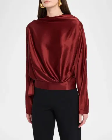 STAUD Phoebe Draped Silk Blouse | Thumbnail 3 STAUD Phoebe Draped Silk Blouse | Thumbnail 3