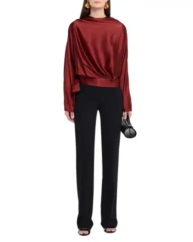 STAUD Phoebe Draped Silk Blouse | Thumbnail 1 STAUD Phoebe Draped Silk Blouse | Thumbnail 1
