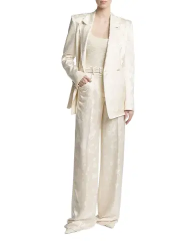 Gabriela Hearst Norman Floral Satin Jacquard Wide-Leg Pants With Belt | Thumbnail 1 Gabriela Hearst Norman Floral Satin Jacquard Wide-Leg Pants With Belt | Thumbnail 1