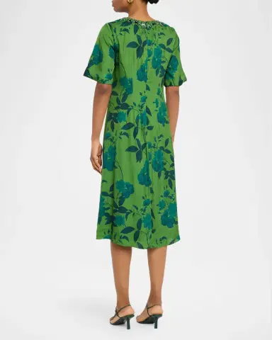 Sachin & Babi Lemie Beaded Floral-Print Twill Midi Dress | Thumbnail 3 Sachin & Babi Lemie Beaded Floral-Print Twill Midi Dress | Thumbnail 3
