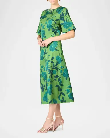 Sachin & Babi Lemie Beaded Floral-Print Twill Midi Dress | Thumbnail 4 Sachin & Babi Lemie Beaded Floral-Print Twill Midi Dress | Thumbnail 4