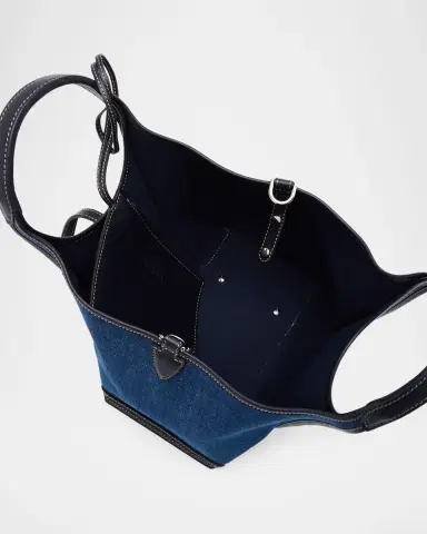 Tod's Cotton Denim T Timeless Shopping Tote Bag | Thumbnail 4 Tod's Cotton Denim T Timeless Shopping Tote Bag | Thumbnail 4