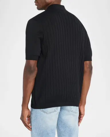 Brunello Cucinelli Men's Cotton Rib Short-Sleeve Shirt | Thumbnail 7 Brunello Cucinelli Men's Cotton Rib Short-Sleeve Shirt | Thumbnail 7