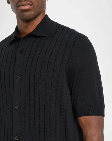 Brunello Cucinelli Men's Cotton Rib Short-Sleeve Shirt | Thumbnail 9 Brunello Cucinelli Men's Cotton Rib Short-Sleeve Shirt | Thumbnail 9