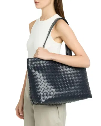 Bottega Veneta Men's Small Intrecciato Leather Zipped Tote Bag | Thumbnail 1 Bottega Veneta Men's Small Intrecciato Leather Zipped Tote Bag | Thumbnail 1
