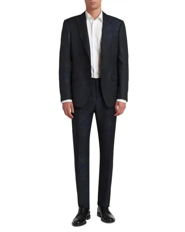 Men 's Paisley Jacquard Single-Breasted Blazer Men 's Paisley Jacquard Single-Breasted Blazer