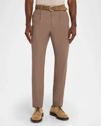 Brunello Cucinelli Men's Cotton Classic-Fit Pleated Pants | Thumbnail 12 Brunello Cucinelli Men's Cotton Classic-Fit Pleated Pants | Thumbnail 12