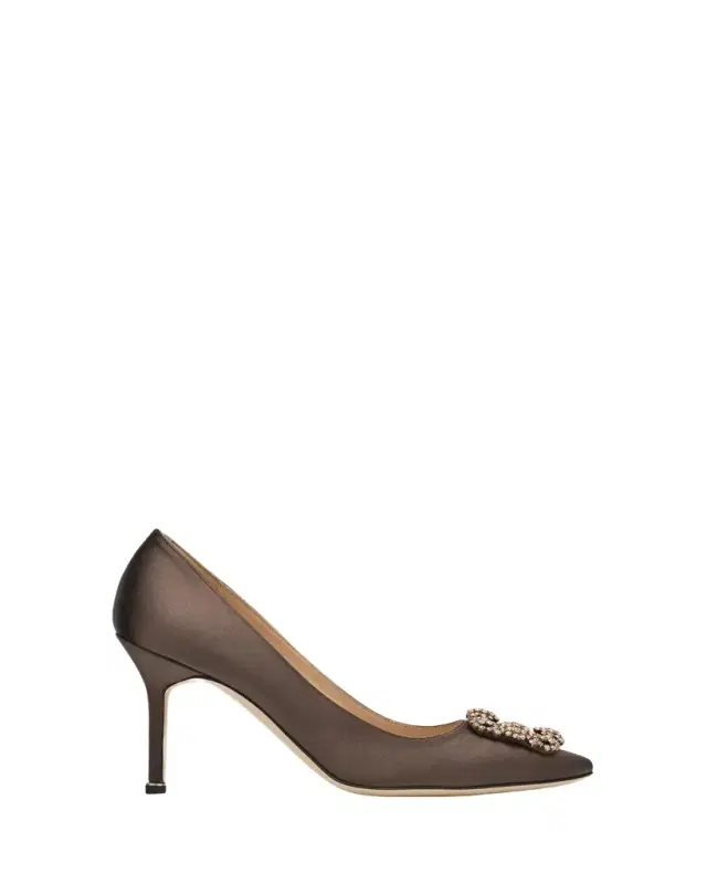 90mm Hangisis Satin Pumps with Crystal Buckle 90mm Hangisis Satin Pumps with Crystal Buckle