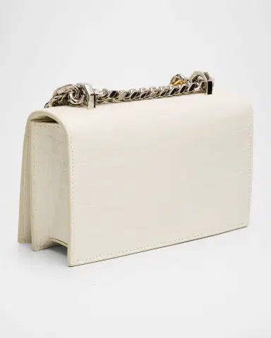 McQueen Mini Jeweled Croc-Embossed Satchel Bag | Thumbnail 2 McQueen Mini Jeweled Croc-Embossed Satchel Bag | Thumbnail 2