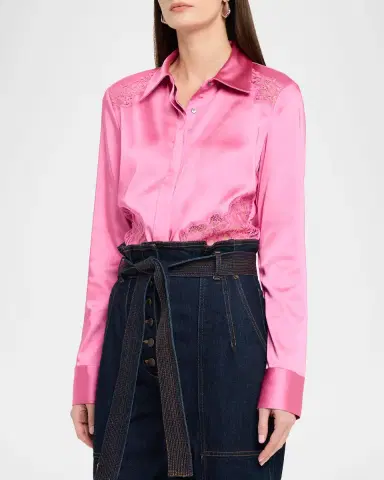 Ramy Brook Serena Satin Button-Front Shirt | Thumbnail 3 Ramy Brook Serena Satin Button-Front Shirt | Thumbnail 3