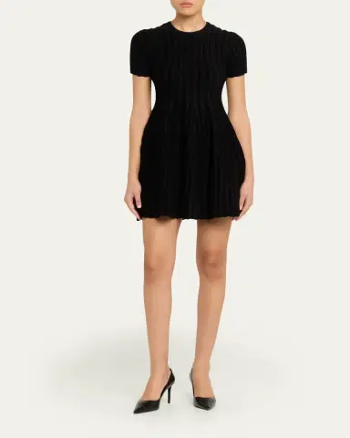 Alexander McQueen Chenille-Striped Viscose Mini Dress | Thumbnail 2 Alexander McQueen Chenille-Striped Viscose Mini Dress | Thumbnail 2